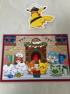 ポケモン クリスマスカードとピカチュウステッカーセット①