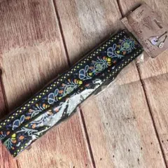 ギターストラップ ブルー 新品 長さ調整可能 刺繍 軽量 エスニック 個性的