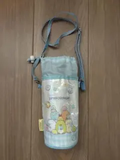 すみっコぐらし ペットボトルカバー　水筒カバー　水色ラメ