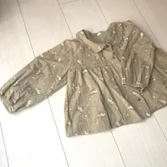 花柄　ブラウス　カーキ　長袖 100
