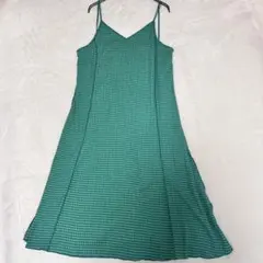 《ショコラフィネローブ》ロング丈キャミソールワンピース【F】チェック　グリーン