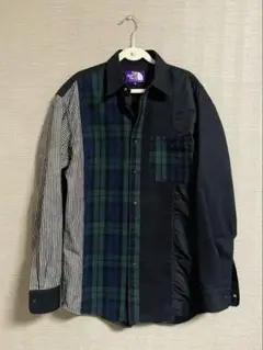 PURPLE LABEL PLAID PATCHWORK SHIRT Sサイズ