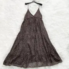 2024SS SHIPS 洗える レオパードキャミワンピース ブラウン きらきら