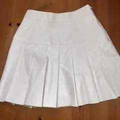 ホワイト プリーツスカート 合成皮革