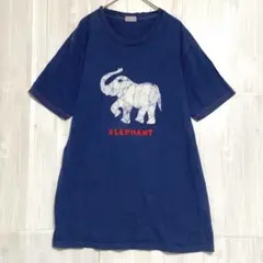 RED CLOUD ゾウプリントTシャツ　青　L