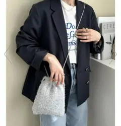 Discoat ラメニット巾着ショルダーバッグ シルバー