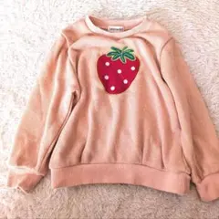 2度着用　SHOO-LA-RUE 　いちご刺繍トレーナー 110　ピンク　刺繍のサムネイル