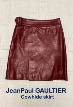 【JeanPaul GAULTIER 】レザー巻きスカート赤40牛革のサムネイル