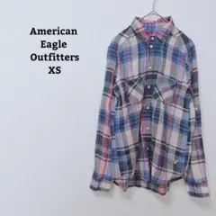 アメリカンイーグルアウトフィッターズ　シャツ　羽織　チェック　綿100　XS