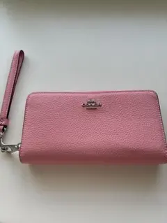 【新品未使用】COACH コーチ 長財布 ロングジップウォレット ピンク レザー