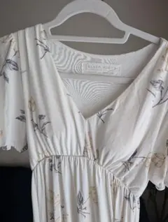 b*i様 ジェラピケ　ジェラートピケ花柄ホワイトマキシワンピース