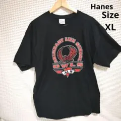 【人気☆オシャレ☆Hanes】黒　赤フクロウ　Tシャツ 大きめ　サイズXLのサムネイル