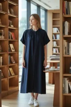 GU ネイビー シャツワンピース 半袖