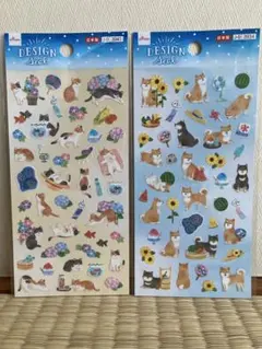 ダイソー デザインシール 柴犬 猫 2種セット