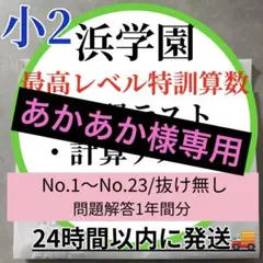 あかあか様専用　浜学園 小2 算数　最高レベル特訓復習テスト原本サイズ 即発送