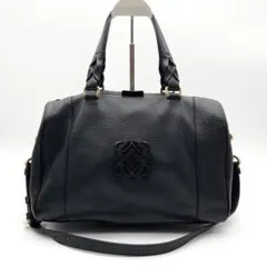 【美品】LOEWE フスタ ヴィンテージ ボストンバッグ 2way ブラックのサムネイル
