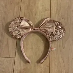 【ディズニー】ミニーマウス耳付きカチューシャ（ローズゴールド）
