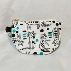 ハンドメイド　ミニポーチ　コインケース　アクセサリー入れ　ネコ柄