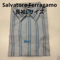 Salvatore Ferragamo 青系ストライプ シャツ Lのサムネイル
