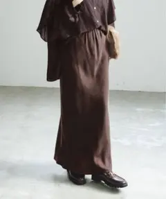 NOBLE キュプラサテンナローAラインスカート