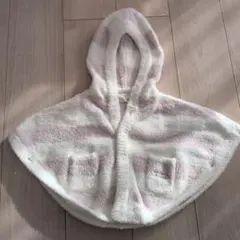 フード付きポンチョ 70-80 ピンクとホワイト