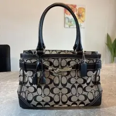 COACH コーチ シグネチャー ハンドバッグ　黒　トートバッグ　8K06