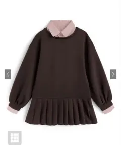 襟付きシャツレイヤード風プリーツワンピース[kz707]