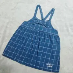 3can4on　グラフチェック　ワンピース　ジャンパースカート　ネイビー　90