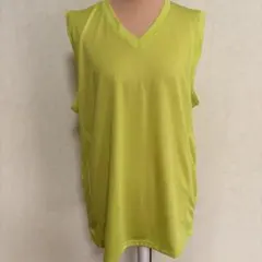 L イエロー Vネック ノースリーブ タンクトップ