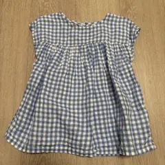無印良品　ギンガムチェック　水色　トップス80-90