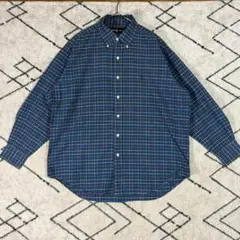 【90s】ラルフローレン BLAKE チェックシャツ ポニー刺繍 M 青 緑