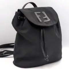 フェンディ FFロゴ リュックサック ナイロン レザー ブラック バッグ 黒のサムネイル