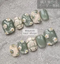 ◯55.ベリーショート　花柄　個性派ネイル　ニュアンス　【ぷりん様専用】