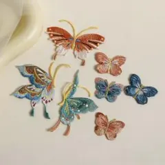 蝶の刺繍パッチ アイロンワッペン　アイロンシール　アップリケ　裁縫　補修　手作り