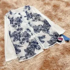 新品タグ付き✨ noa-ge ノアジェ（M）シアーカーディガン 花柄 上品 長袖