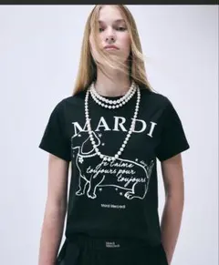 Mardi Mercredi ダックスフンド Tシャツ ブラックのサムネイル