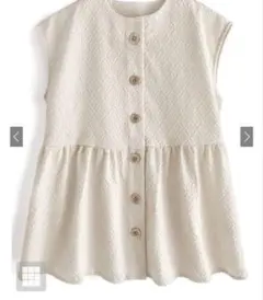 アイボリー ふくれジャガードペプラムベスト M