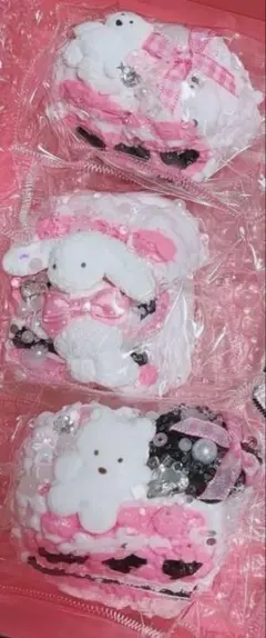 momocoブラック×ピンク マシュマロケーキ 3点セット