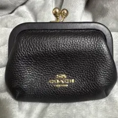 COACH ブラック レザー がま口コインケース ポーチ
