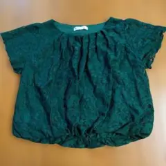 美品　艶やかなグリーンの総レーストップス　Sサイズ