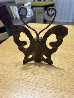 【珍】金属製 蝶型 ペン立て or 花挿し (1〜3りん挿し) 壁掛け/置き型