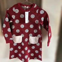 新品未使用 ナウテーカンパニー ニットワンピース 水玉 あったか素材120cm