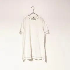 トミーヒルフィガー 半袖 Tシャツ 白 モックネック 刺繍ロゴ カジュアル