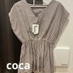 【新品】coca Vネック ノースリーブ チュニック ベージュ M