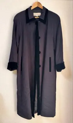 ︎カシミヤ100% 昭和レトロ︎✦︎ブラック・黒 ダーク ロングコート︎✦︎M~L寸ほど