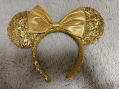 ディズニー ミニー ゴールド スパンコール カチューシャ