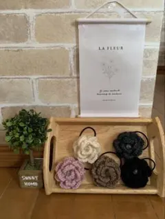 ハンドメイド 花のヘアゴム 5個セット