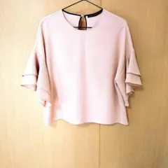 ZARA WOMAN ティアードスリーブ ブラウス ピンク、大人可愛いのサムネイル