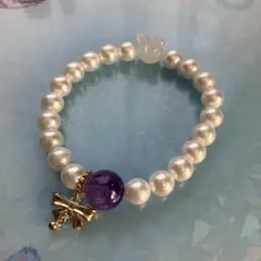 シェルとアメジストのブレスレット