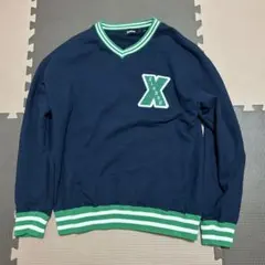 XLARGE ネイビー Vネック トレーナー